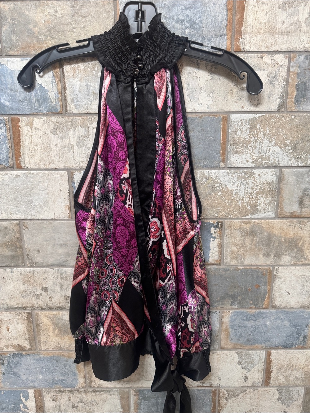 Poetry Pink and Black Paisley Halter Blouse